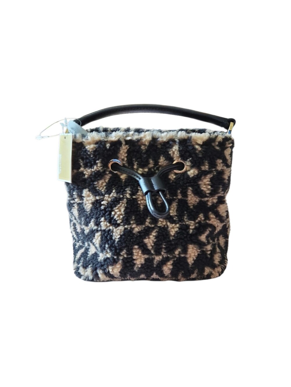 Michael Kors Suri Small Faux Fur Bucket Crossbody With Gold Hardware